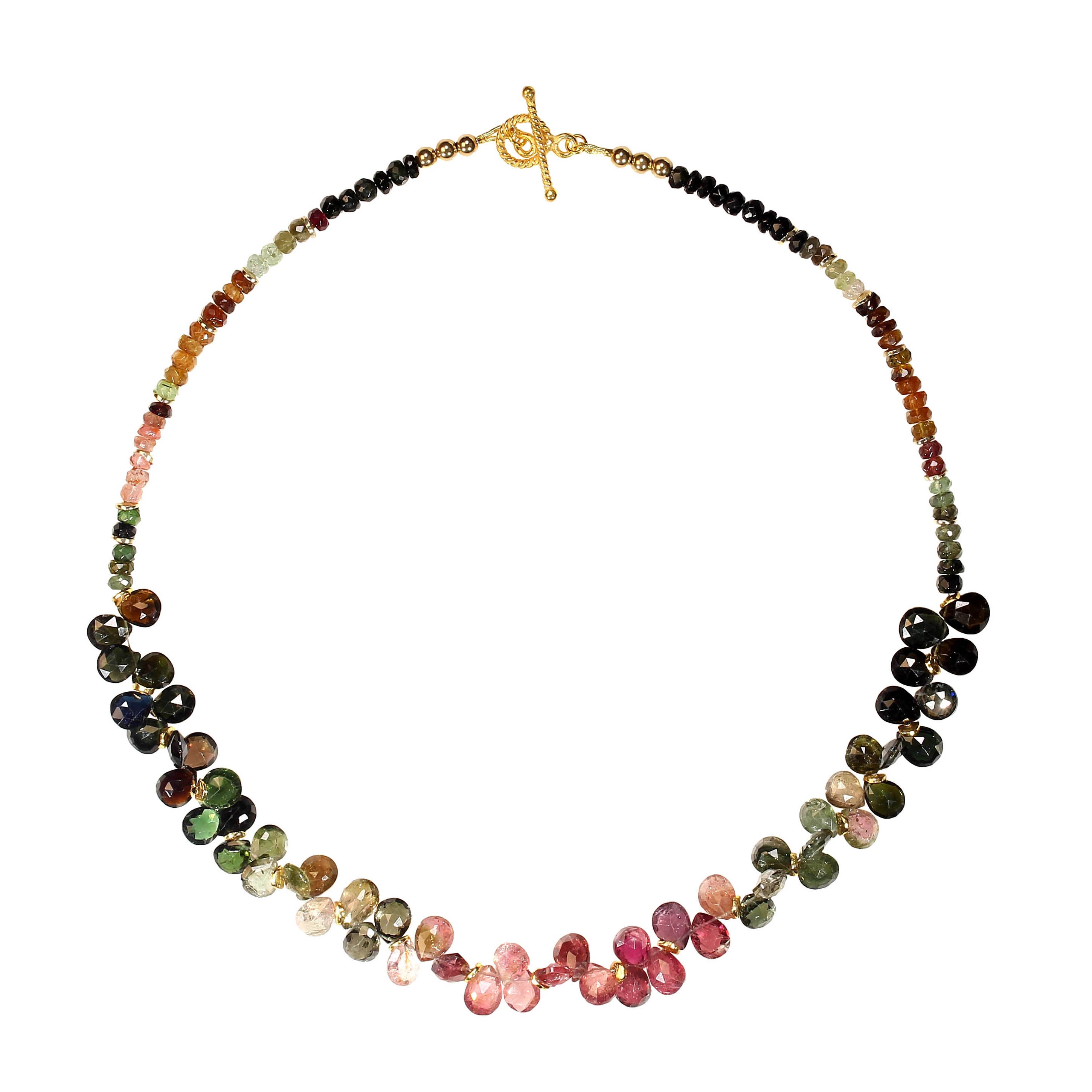 Collana AJD da 18 pollici con tormalina multicolore e dettagli dorati