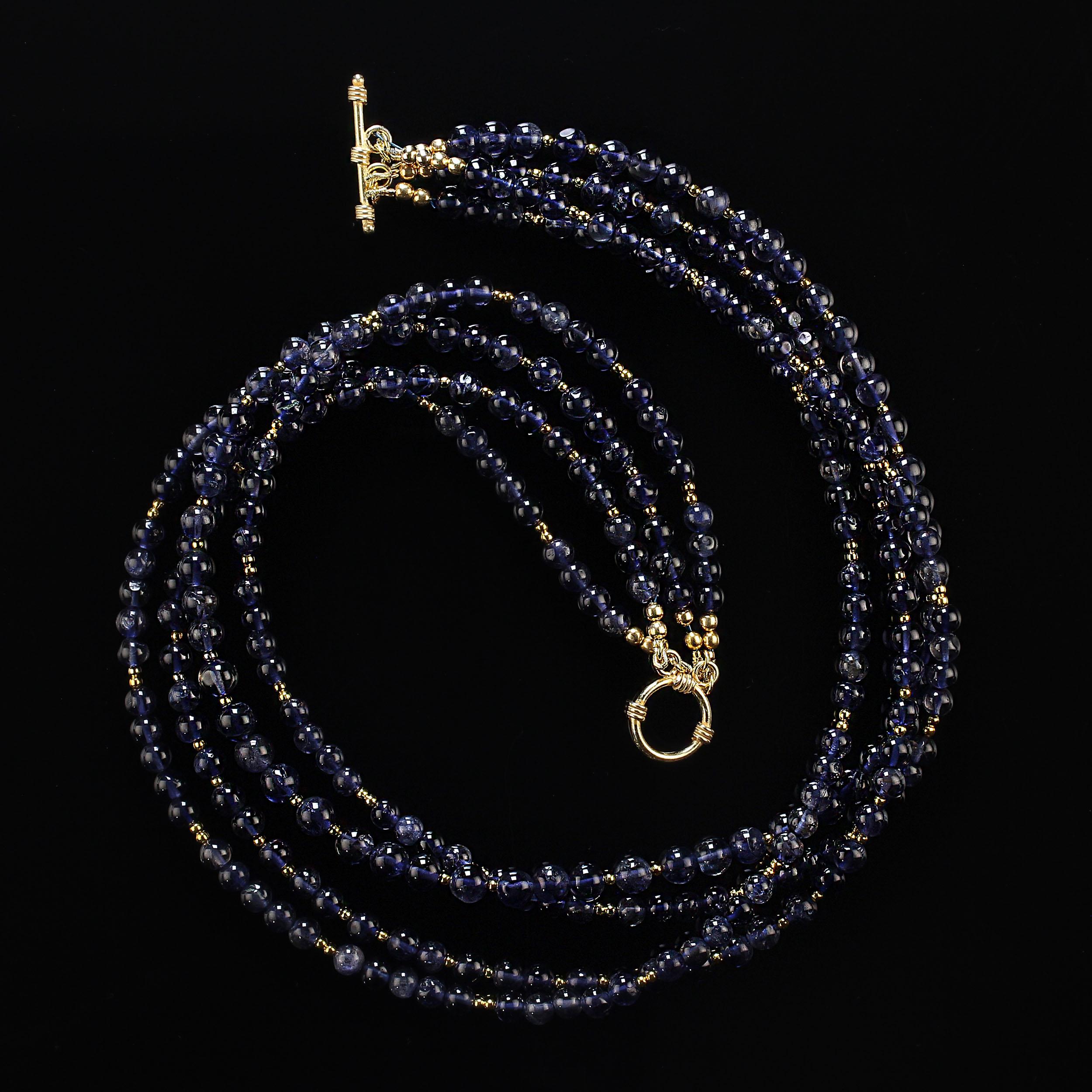 Artisan AJD 18 Inch Rare Blue Iolite Four Strand Unique necklace  For Sale