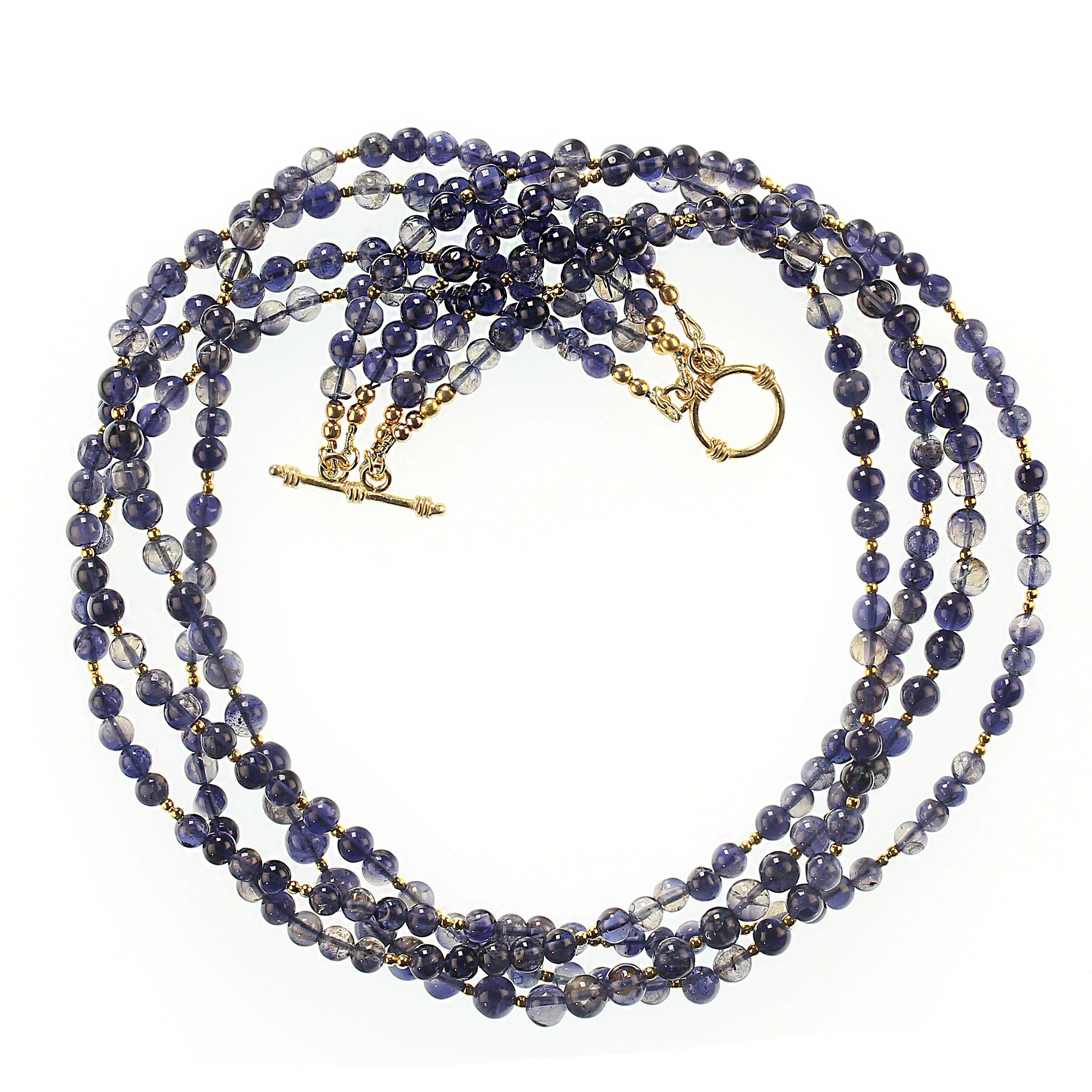 Bead AJD 18 Inch Rare Blue Iolite Four Strand Unique necklace  For Sale