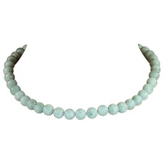 AJD 18 Inch Soft Green Peruvian Angelite Necklace