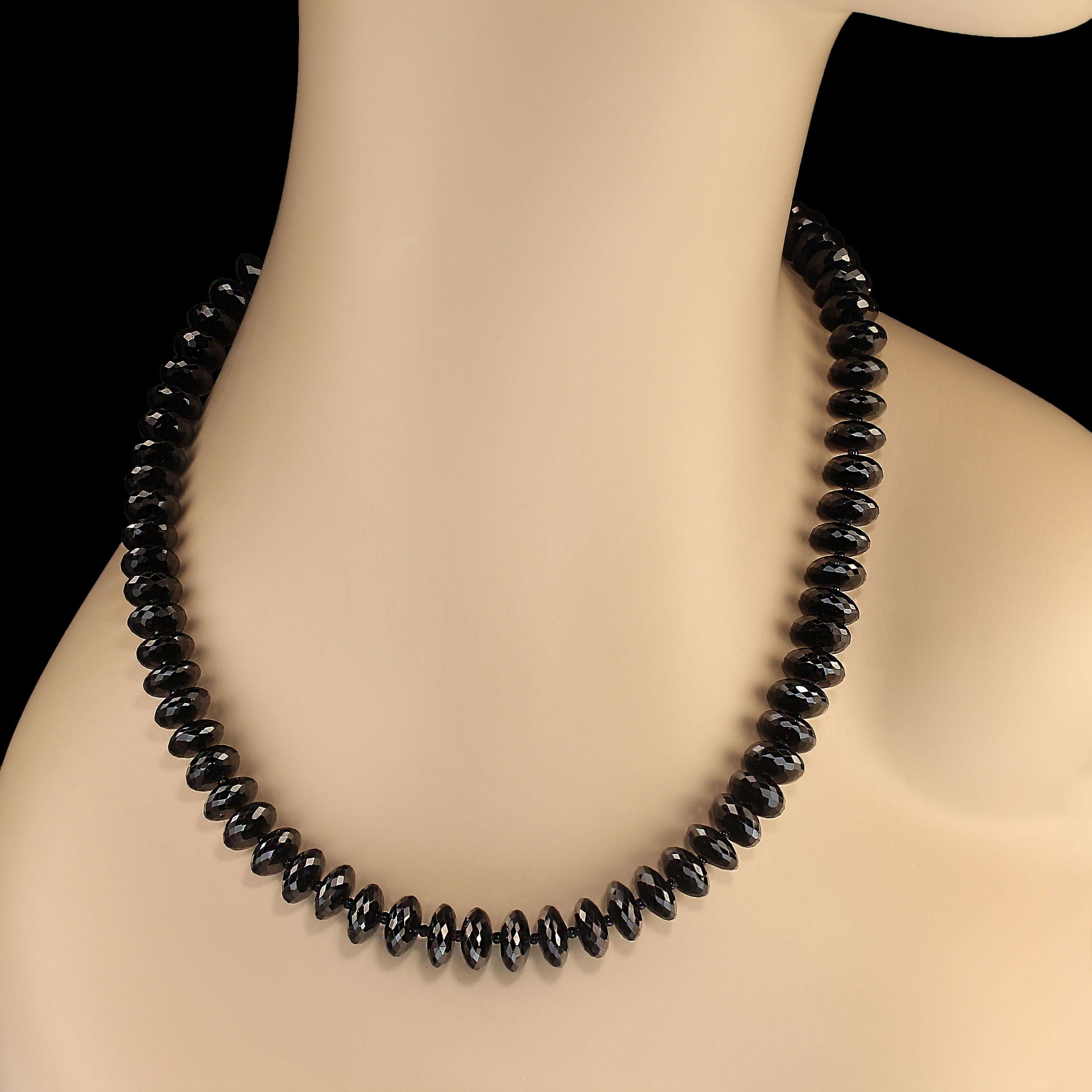 Halskette, AJD 18 Zoll, funkelnde facettierte schwarze Turmalin-Halskette  (Kunsthandwerker*in) im Angebot
