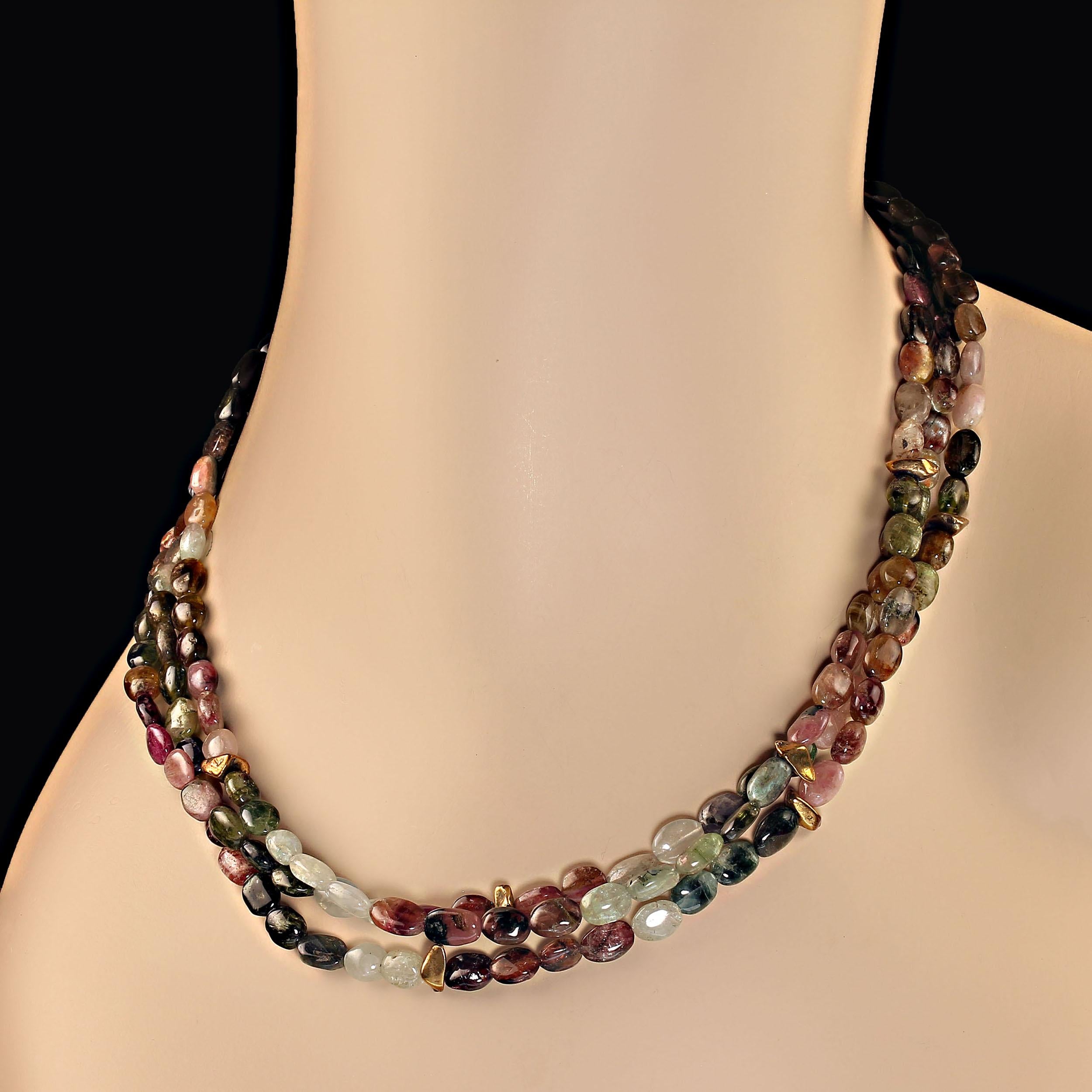 Artisan AJD 18 Inch Tourmaline multi color nuggets necklace   Great gift For Sale