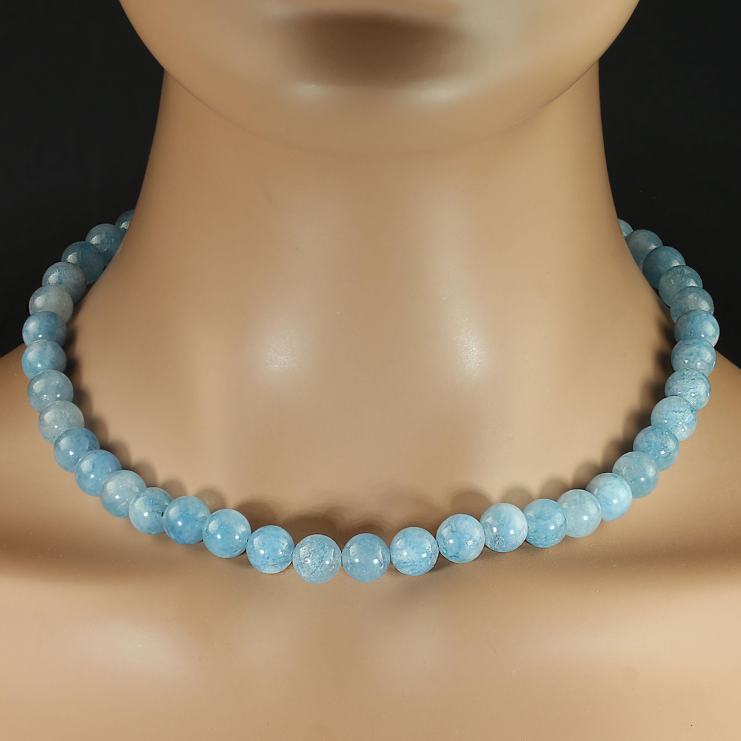AJD Collana da 18 pollici di acquamarina blu traslucida altamente lucidata in vendita 5