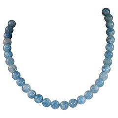 AJD Collana da 18 pollici di acquamarina blu traslucida altamente lucidata