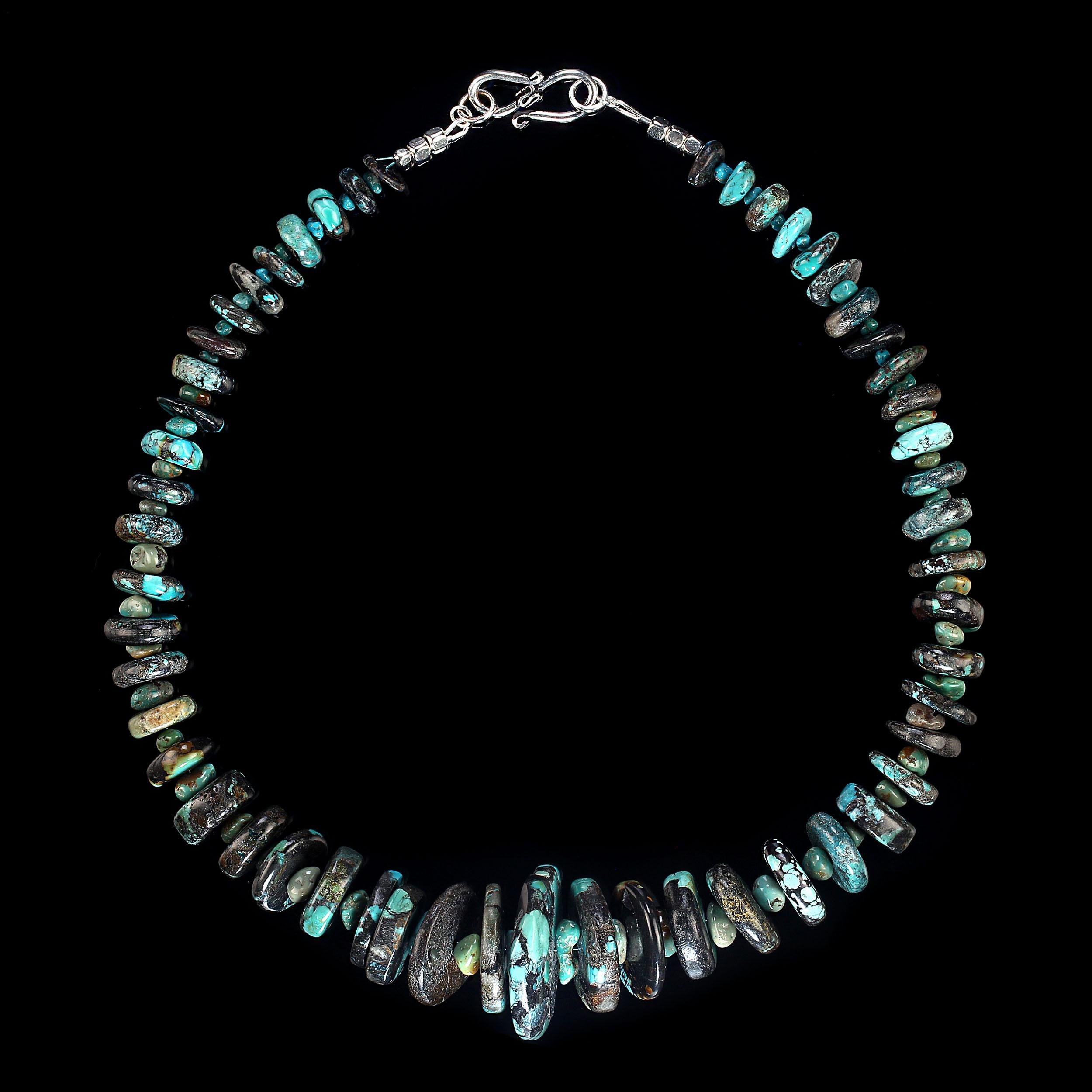 AJD 18 Inch Turquoise and Black Matrix Necklace 2