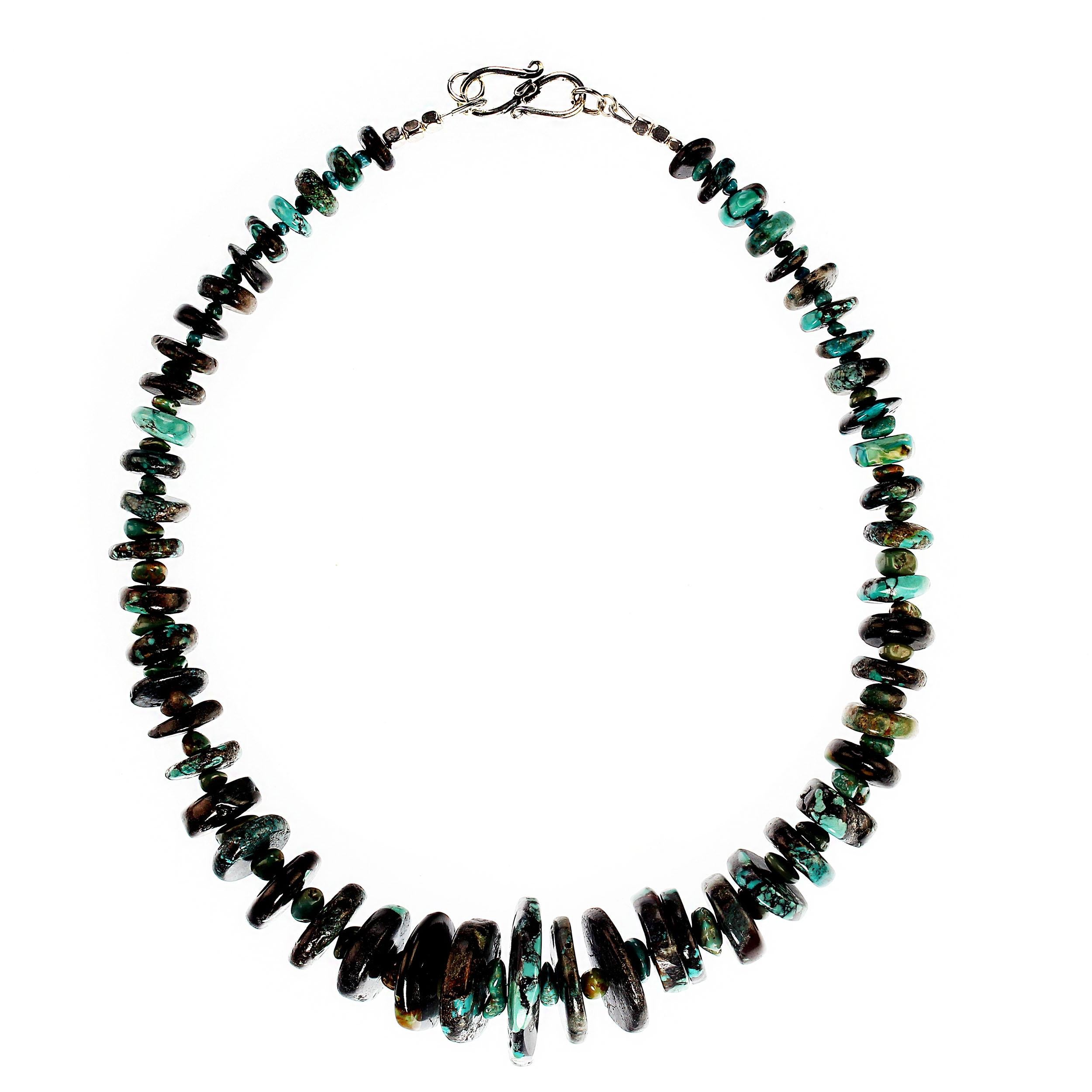 AJD 18 Inch Turquoise and Black Matrix Necklace 3