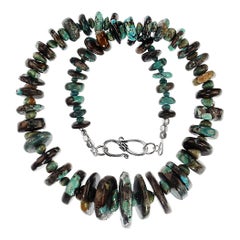 AJD 18 Inch Turquoise and Black Matrix Necklace