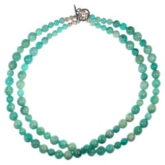 AJD Collana di amazzonite sorprendente a due fili da 18 pollici