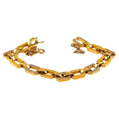 AJD Bracelet à maillons carrés en or jaune riche 18 carats et diamants