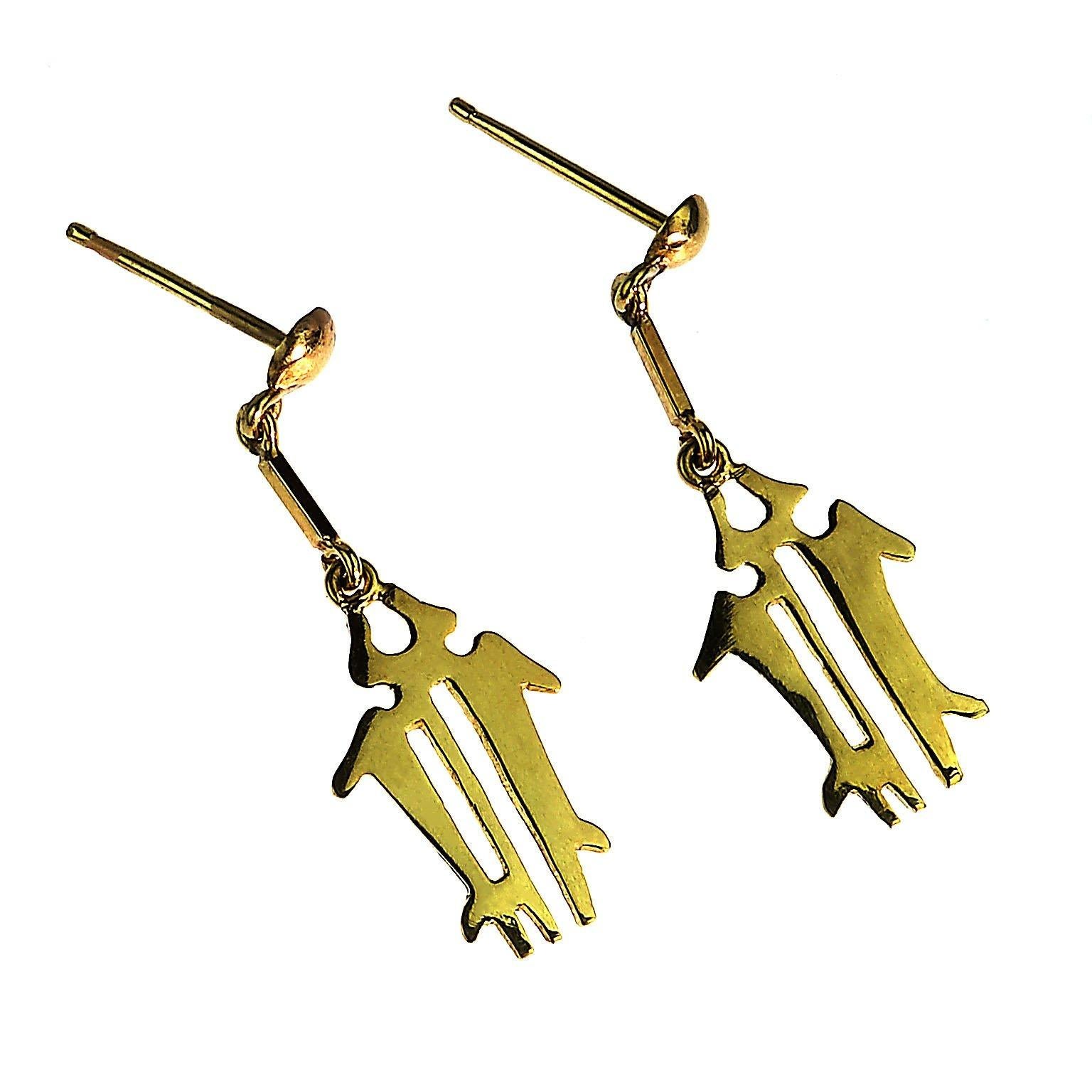 AJD 18 Karat Yellow Gold NAZCA Lines Earrings   Great Gift!! 4