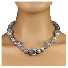 AJD 19 Inch Blue Chalcedony with Matrix necklace