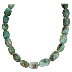 AJD 19 Inch Blue-Green Peruvian Opal Nugget Necklace