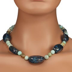 Vintage AJD 19 Inch Chrysocolla Statement necklace with Gorgeous Focal pieces Great Gift