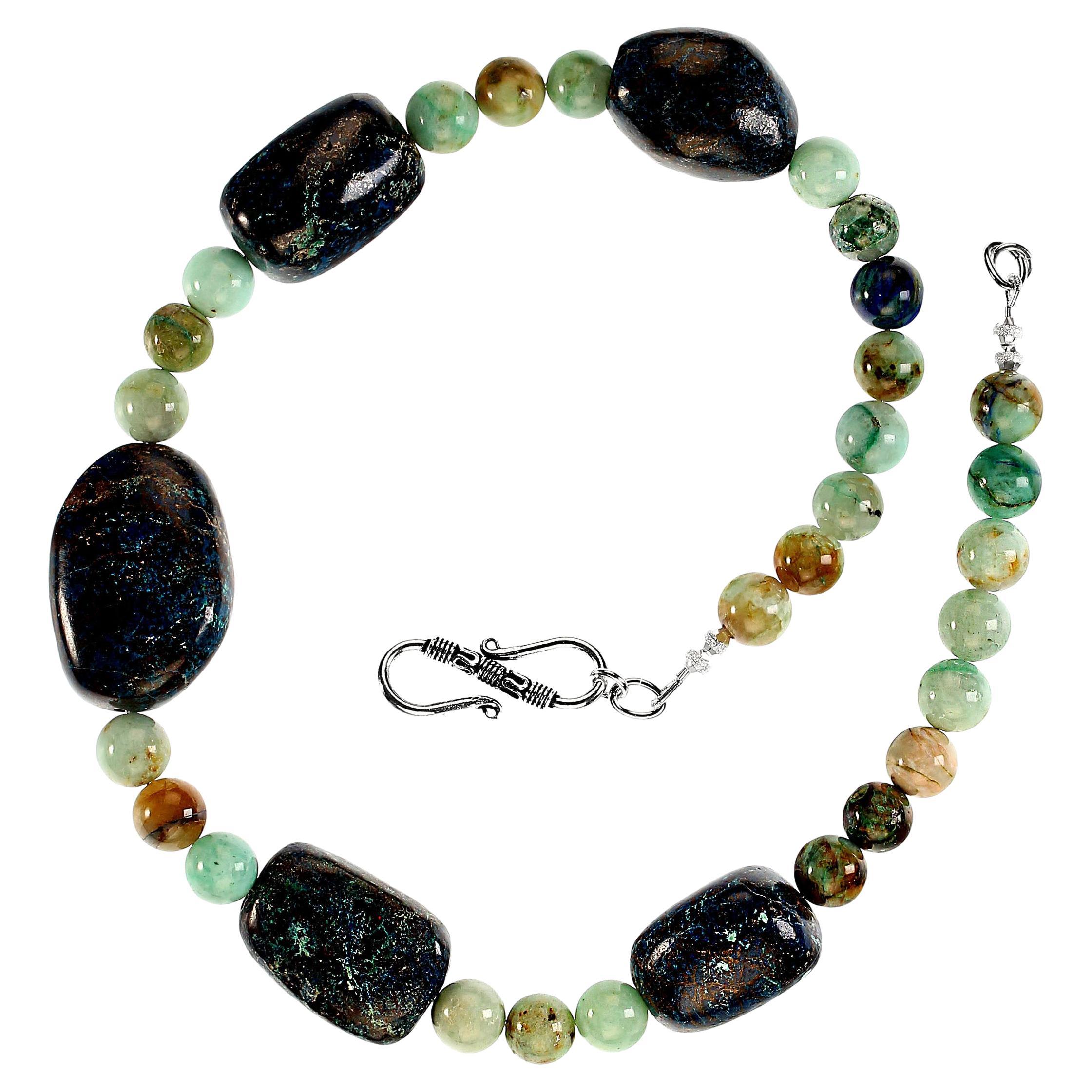 Bead AJD 19 Inch Chrysocolla Statement necklace with Gorgeous Focal pieces Great Gift For Sale
