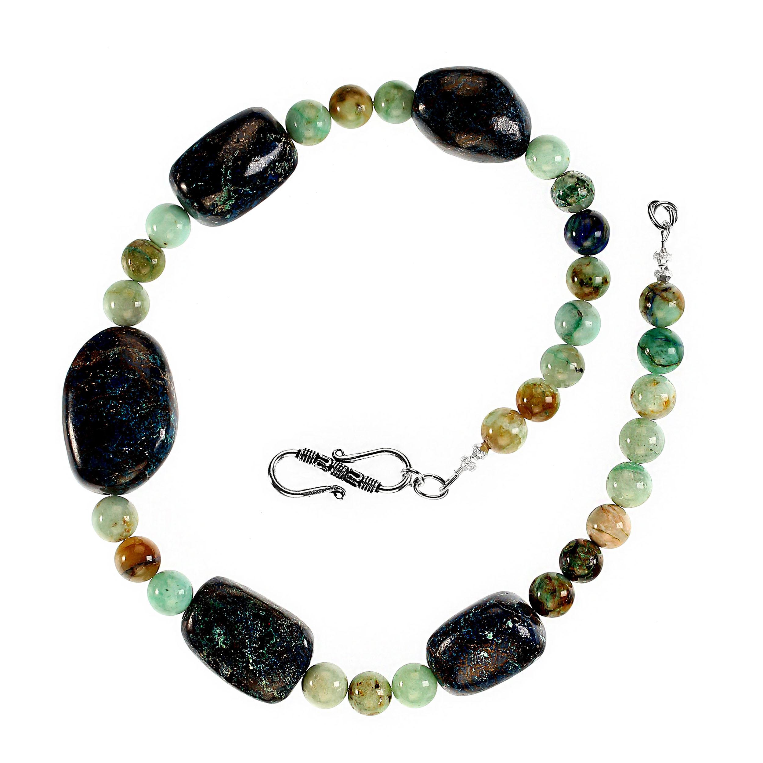 da uomo o donna AJD Collana di Crisocolla da 19 pollici con splendidi pezzi focali Ottimo regalo in vendita