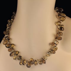 Stunning 19-Inch Smoky Quartz Nugget Necklace with Goldy Accents