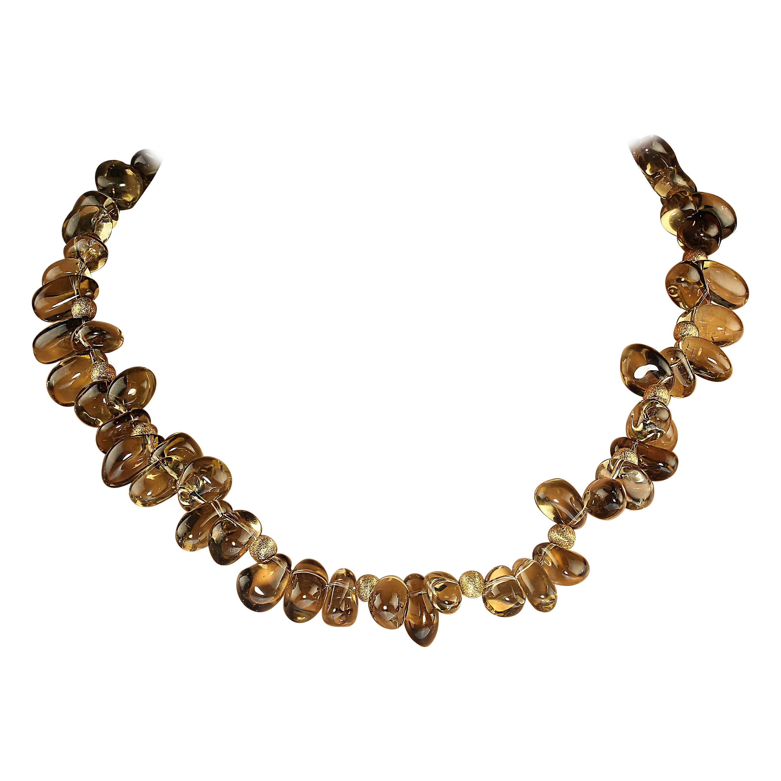 AJD Collar Elegante de 19 Pulgadas de Cuarzo Ahumado Liso Transparente Cuenta en venta