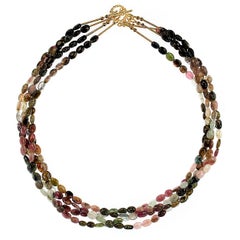 AJD Collier de Tourmaline multi-couleurs de 19 pouces à quatre brins