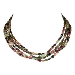 AJD Collier de Tourmaline multi-couleurs de 19 pouces à quatre brins