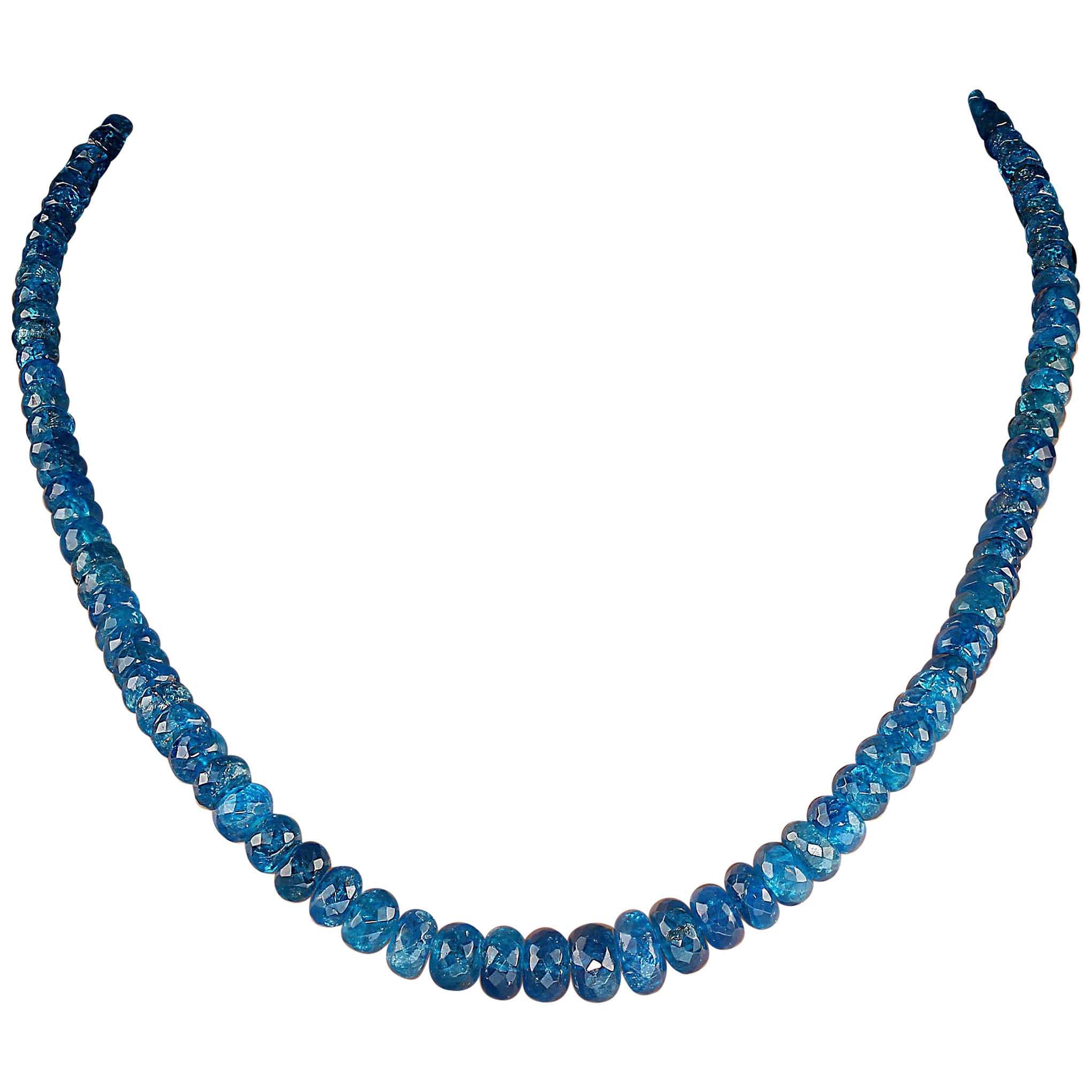 AJD Collar de 19 Pulgadas de Preciosas Rondelas Graduadas de Apatita Neón Artesano en venta