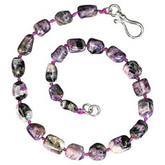 AJD Collana di pepite di Charoite irregolare altamente lucidata da 19 pollici