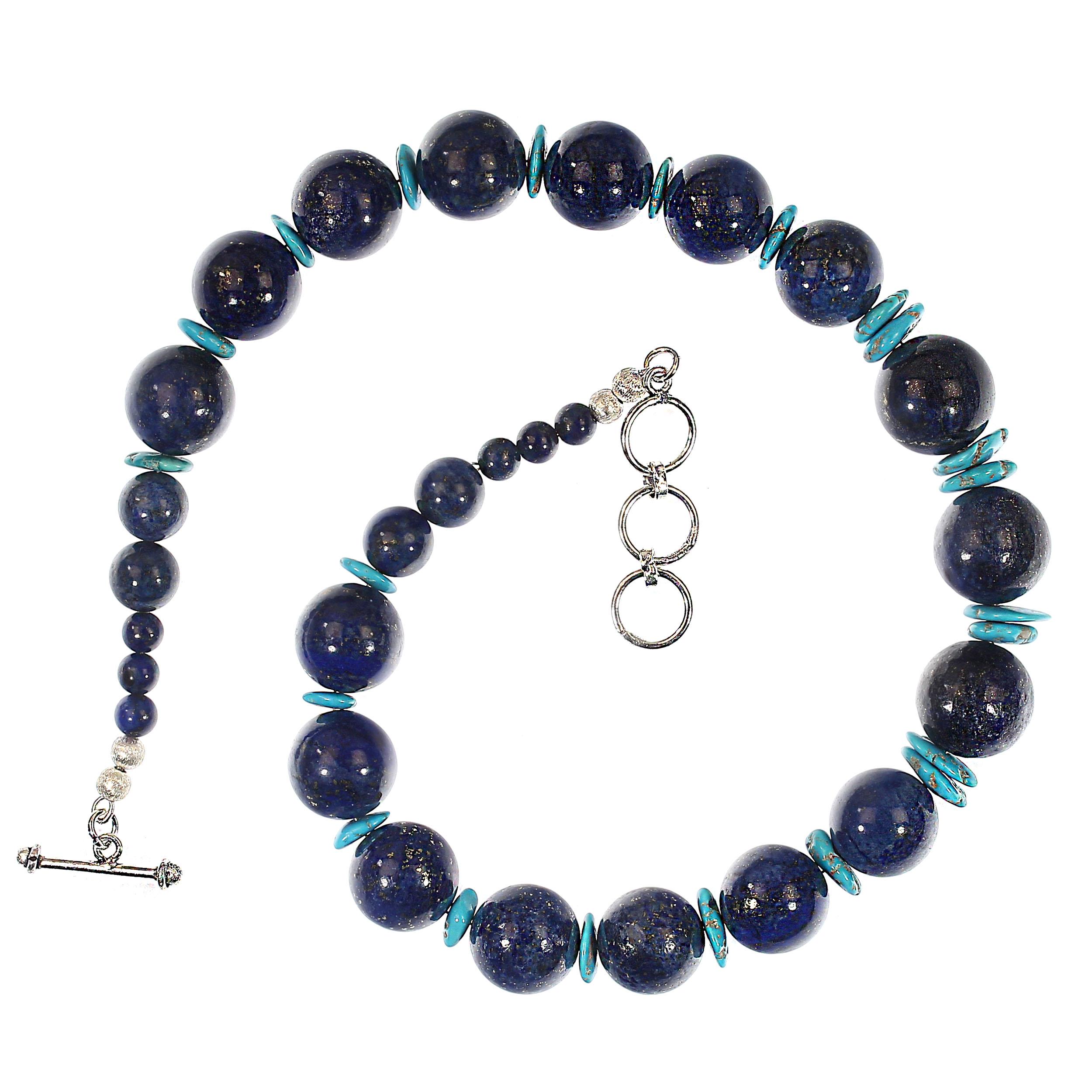 AJD 19 Inch Lapis Lazuli and Sleeping Beauty Turquoise Necklace For Sale 2