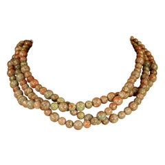 AJD 19 Inch Mayflower Jasper 3 Stand Necklace