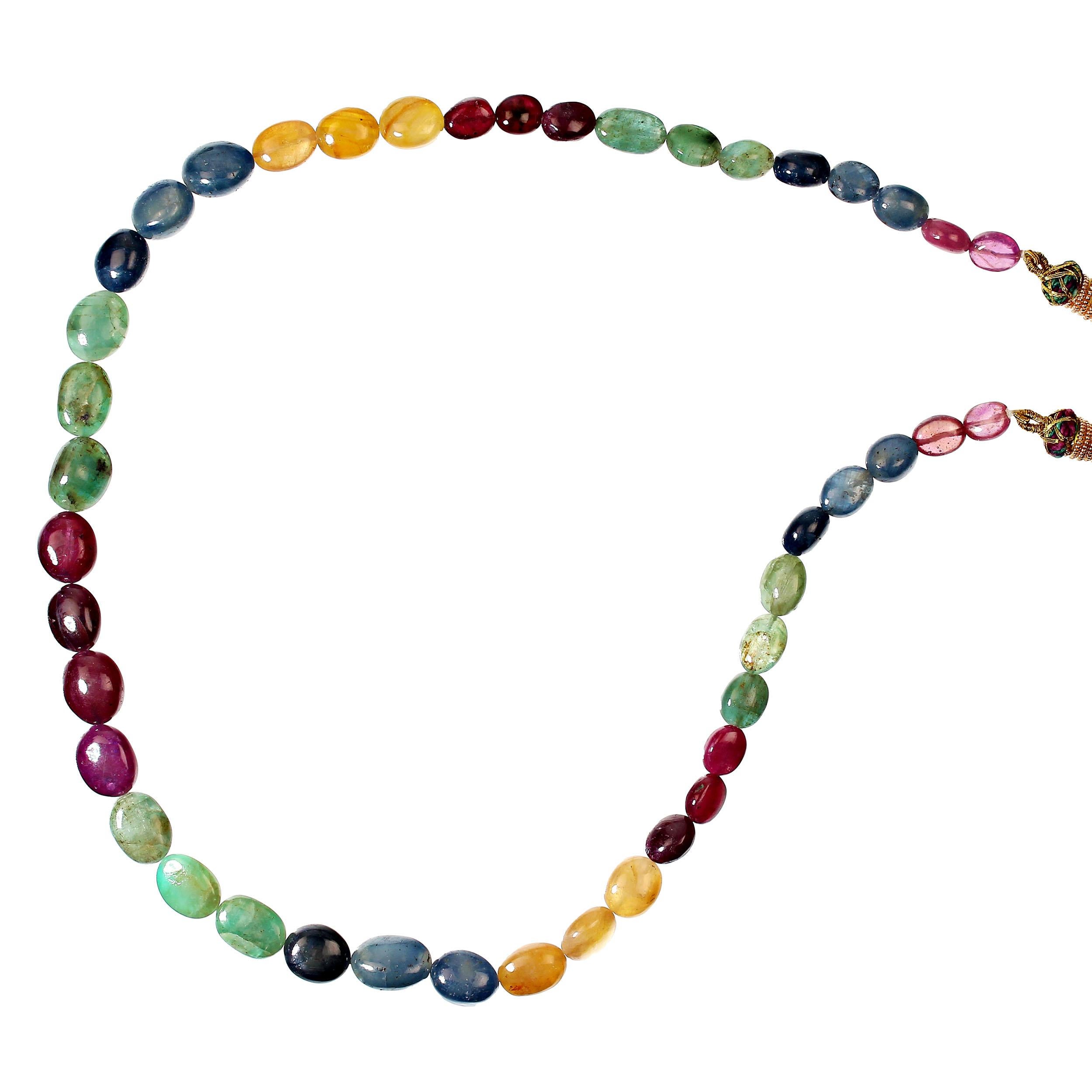 da uomo o donna AJD Collana di zaffiri con perline multicolore da 19 pollici   Un grande regalo! in vendita