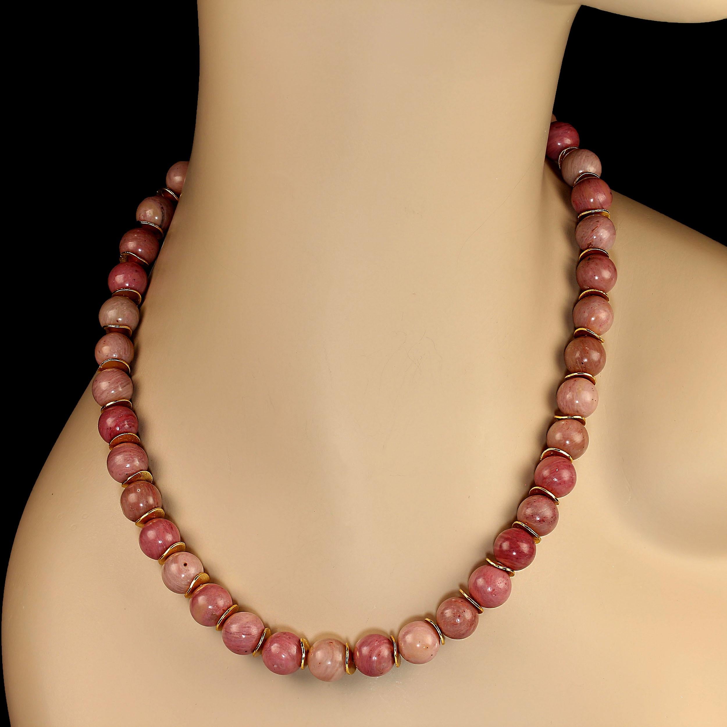 Artisan AJD 19 Inch Natural Rhodonite Necklace For Sale
