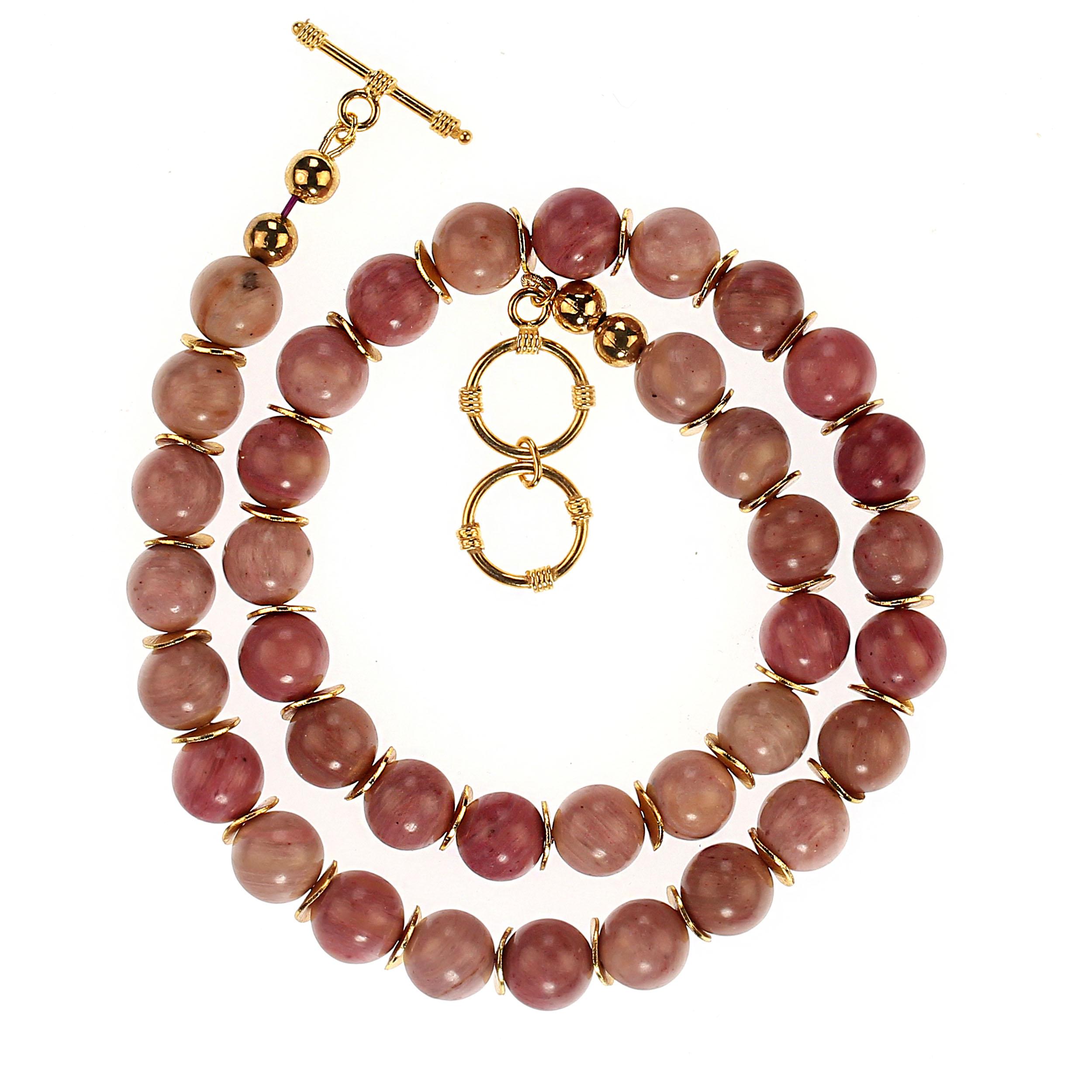 Women's or Men's AJD 19 Inch Natural Rhodonite Necklace For Sale