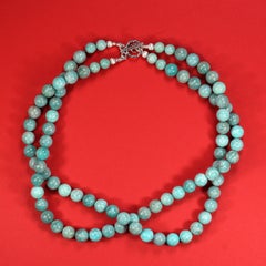 AJD 19 Inch Peruvian Amazonite Two Strand Necklace