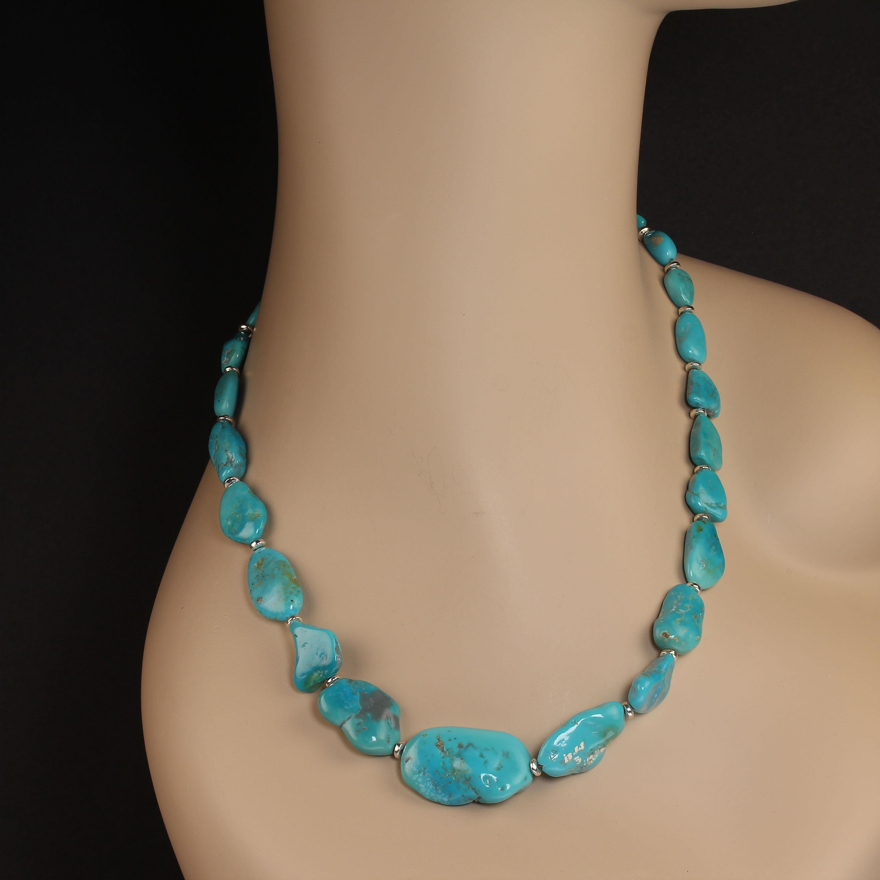 Artisan AJD 19 Inch Sleeping Beauty Turquoise Nugget necklace  Great Gift! For Sale