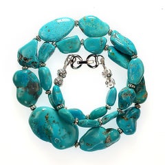 AJD 19 Inch Sleeping Beauty Turquoise Nugget necklace  Great Gift!