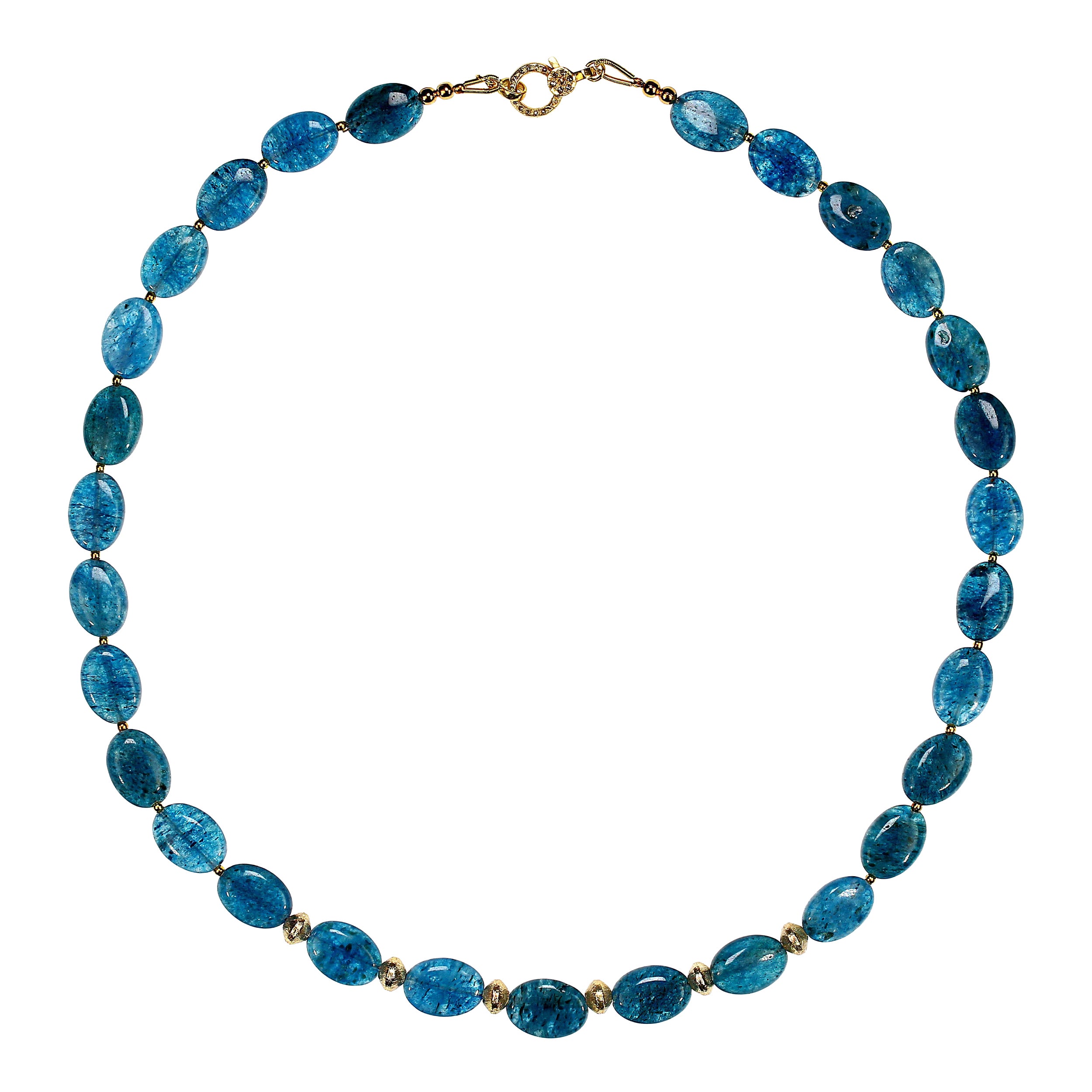 AJD 19 Inch Smooth Oval Tablets of Glowing Apatite Necklace in vendita