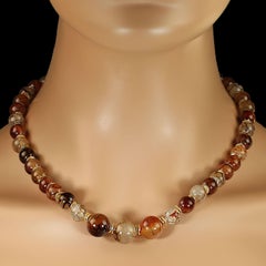 Artisan 19-Inch Multi-Tone Spiderweb Jasper Beaded Necklace, USA