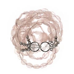 AJD 19 Inch Three strand  Glowing Rose Quartz necklace