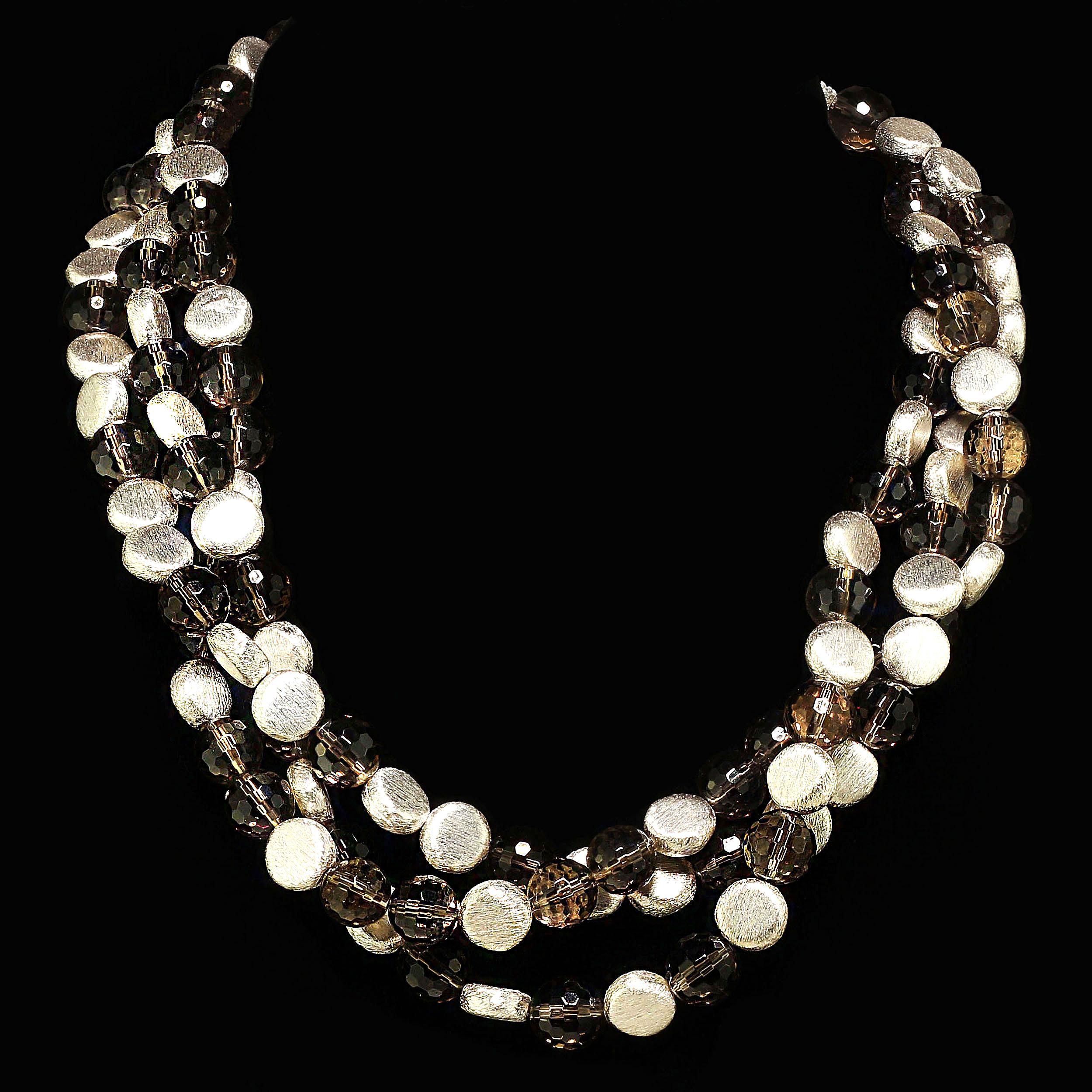 triple strand silver necklace