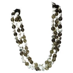 AJD Collier en argent et quartz fumé facetté scintillant de 19 pouces