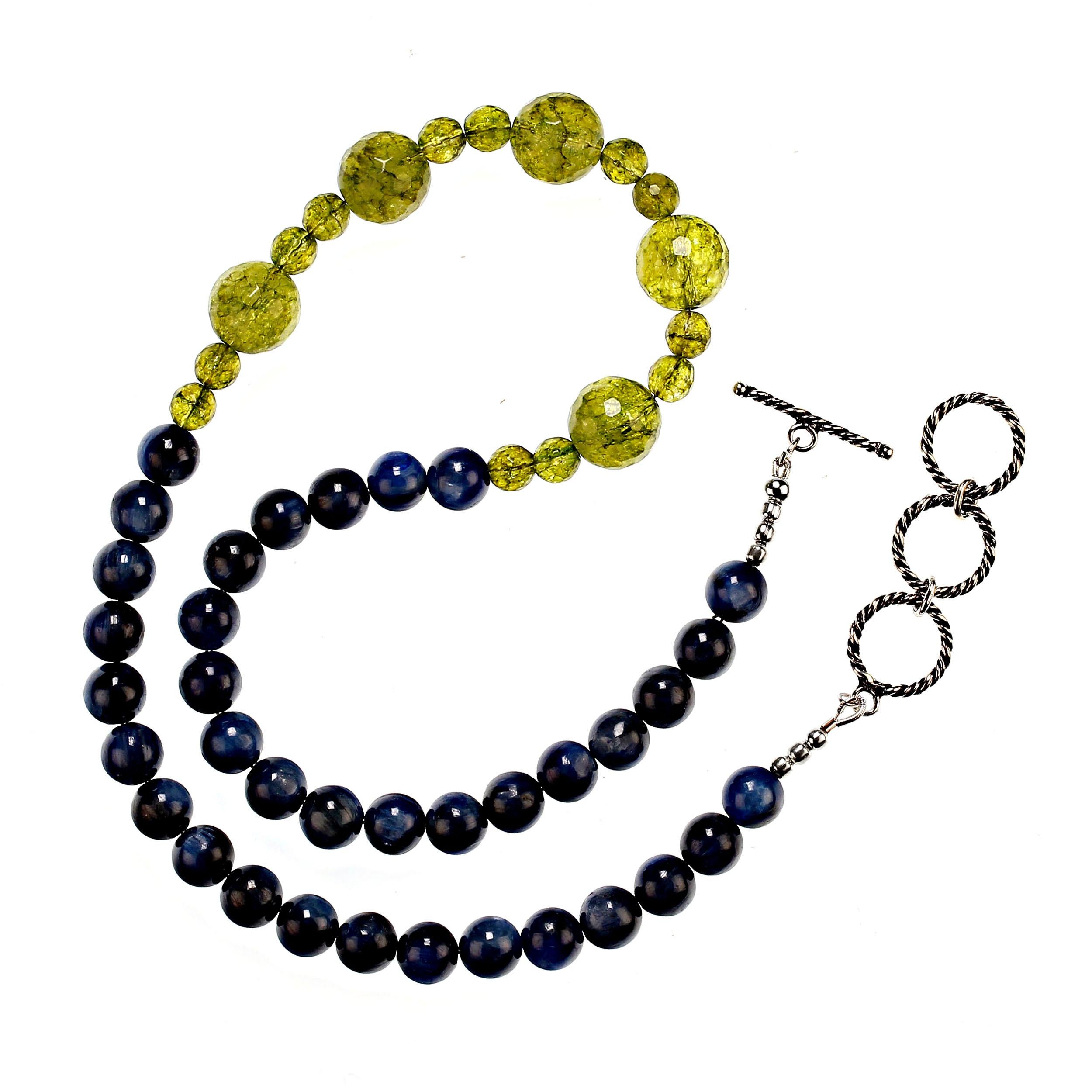 Women's or Men's AJD 19 Inch Unique Peridot and Kyanite Necklace Perfect for Winter  Great Gift! For Sale