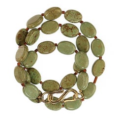 AJD, collier de 19,5 pouces d'ovales ovales Magnesite verts