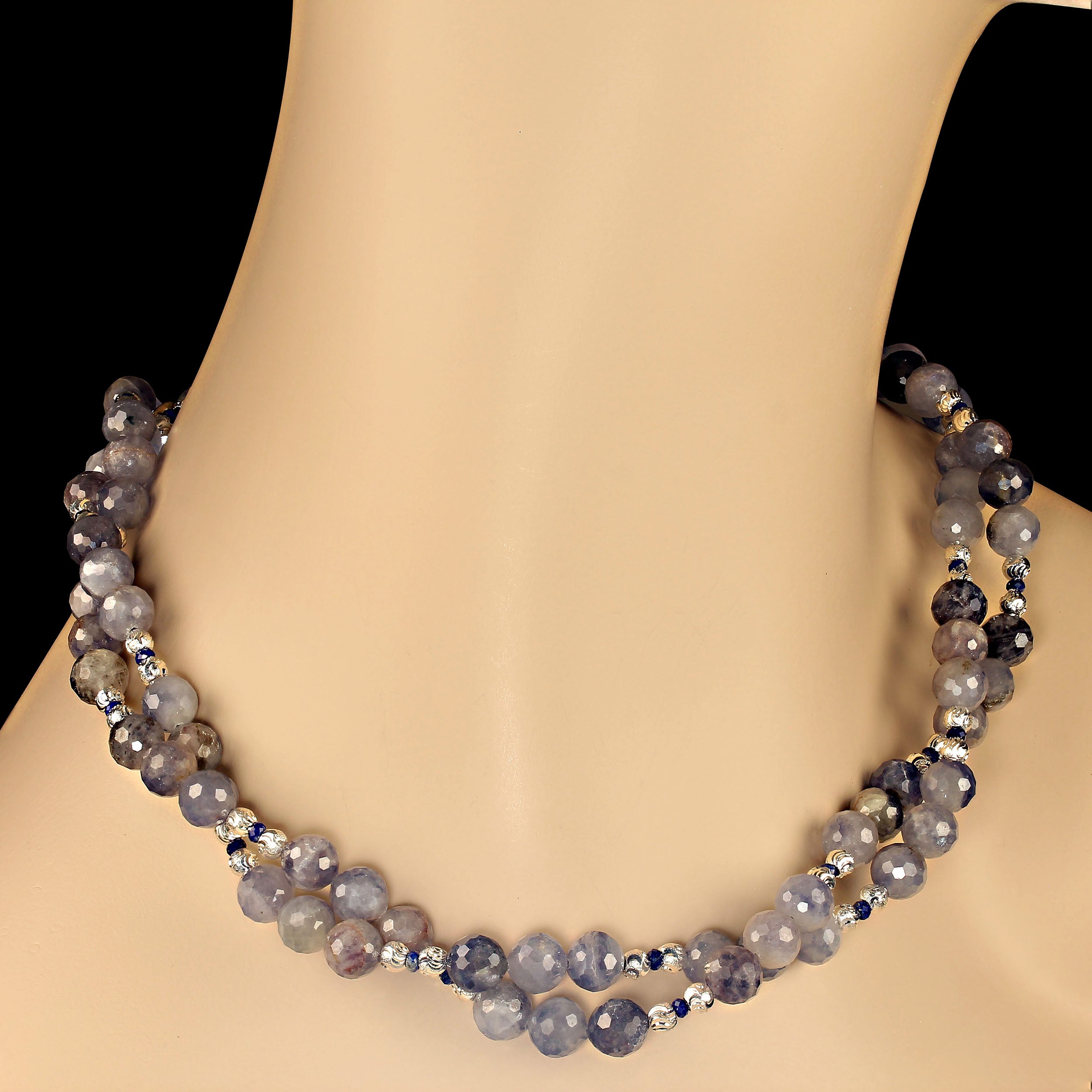 AJD 2 Strand Translucent Iolite 21 Inch necklace with Silver Accents  Great Gift In New Condition For Sale In Raleigh, NC