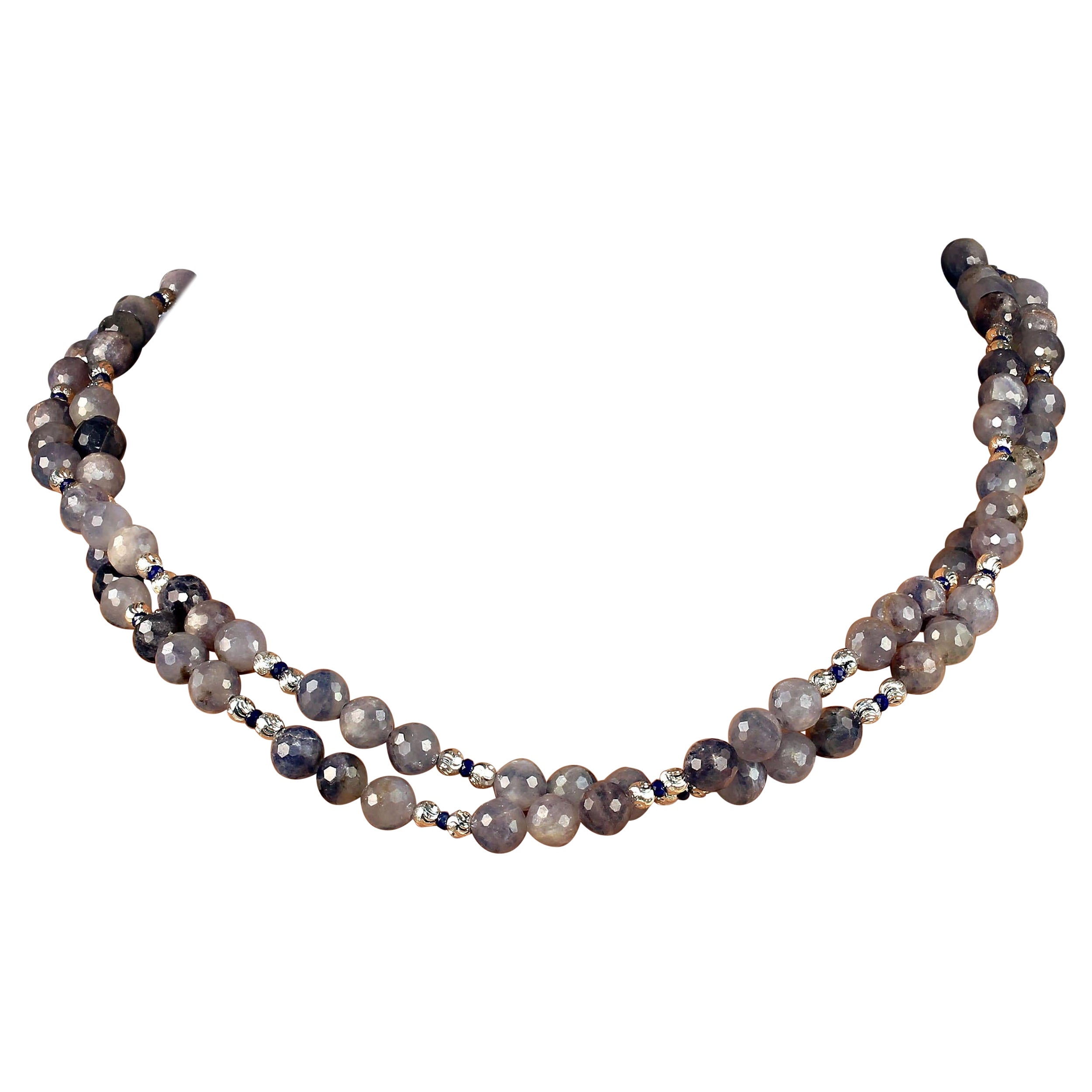 AJD 2 Strand Translucent Iolite 21 Inch necklace with Silver Accents  Great Gift For Sale 2