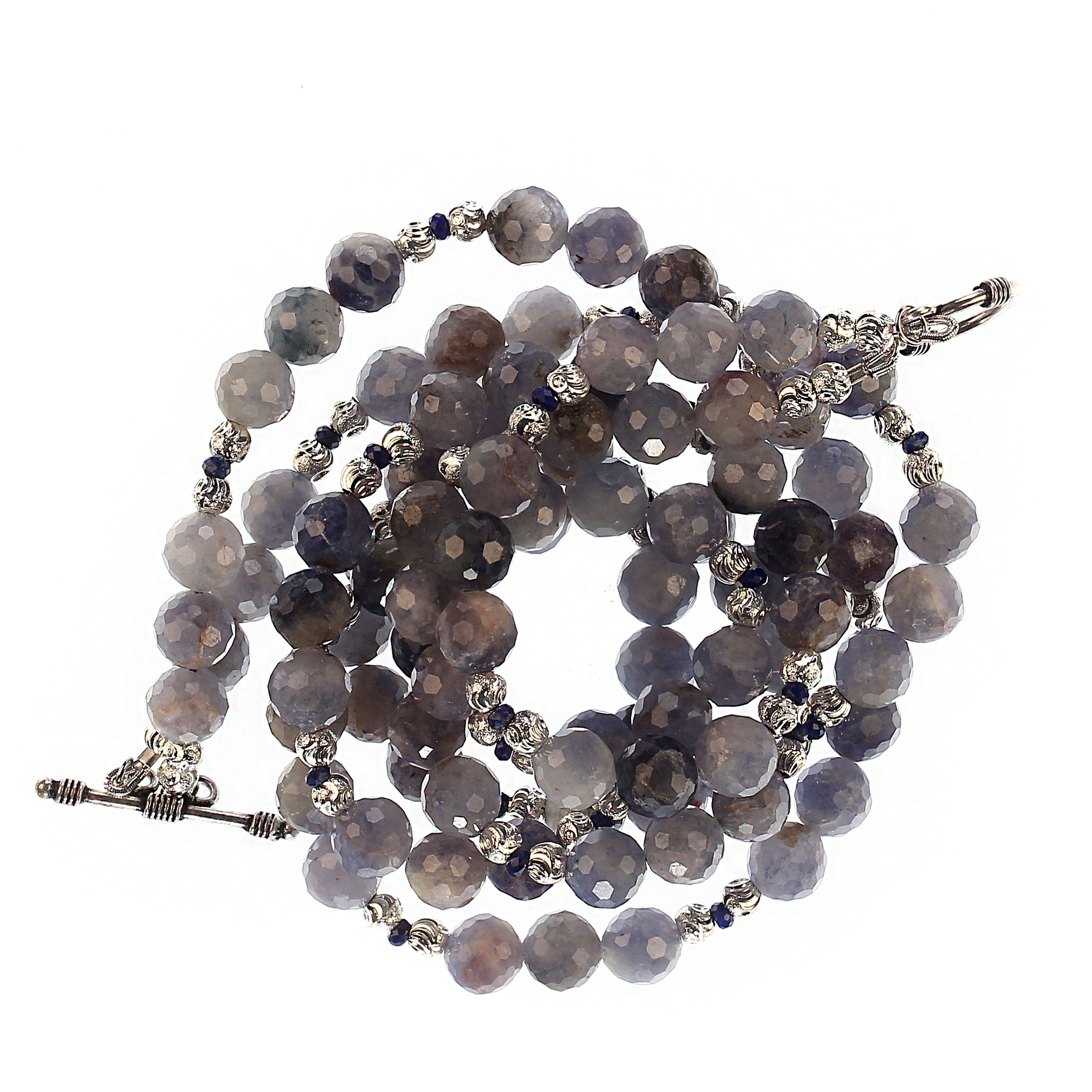 Bead AJD 2 Strand Translucent Iolite 21 Inch necklace with Silver Accents  Great Gift For Sale