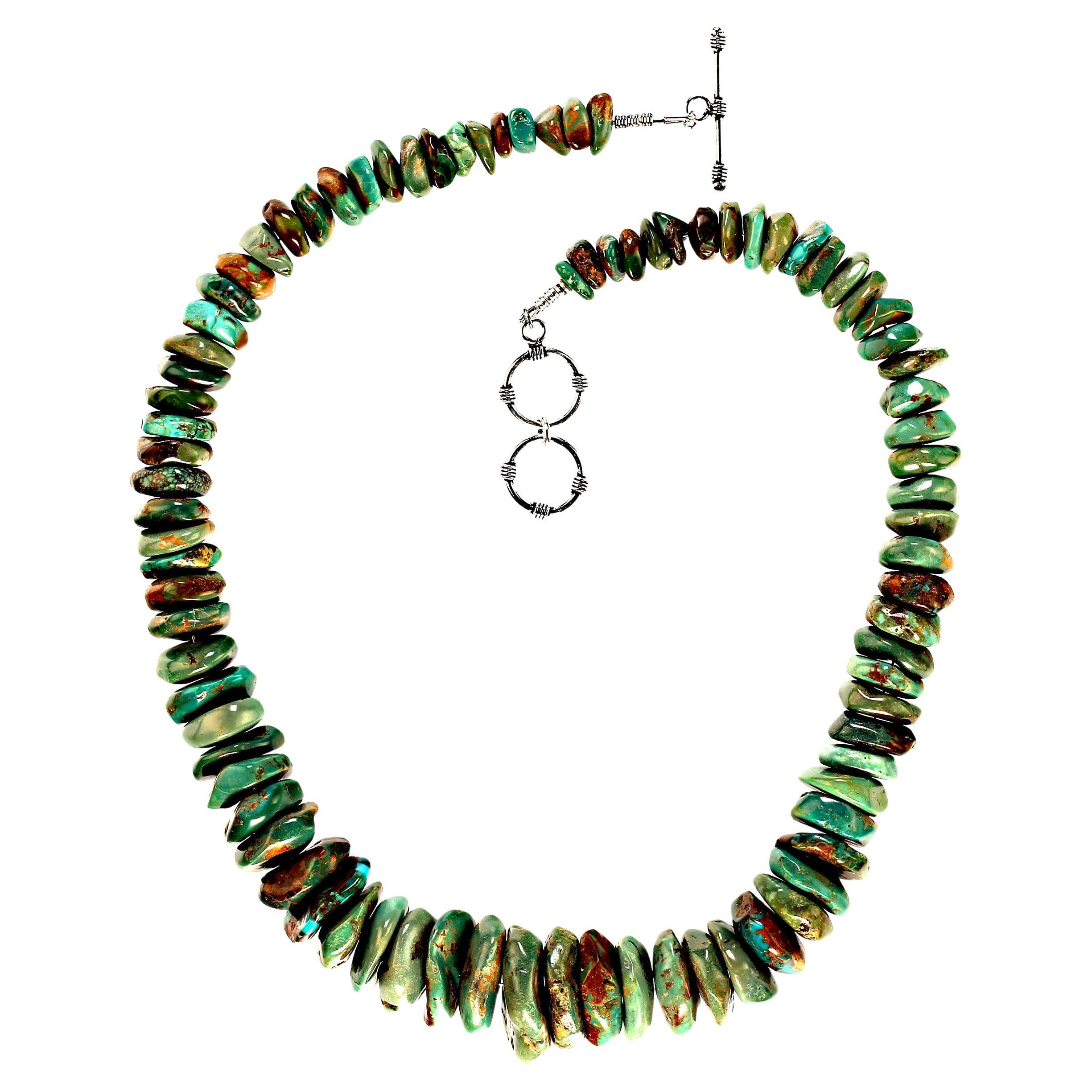 AJD 20 Inch Graduated Green Turquoise matrix necklace      Perfect Gift! In New Condition For Sale In Raleigh, NC