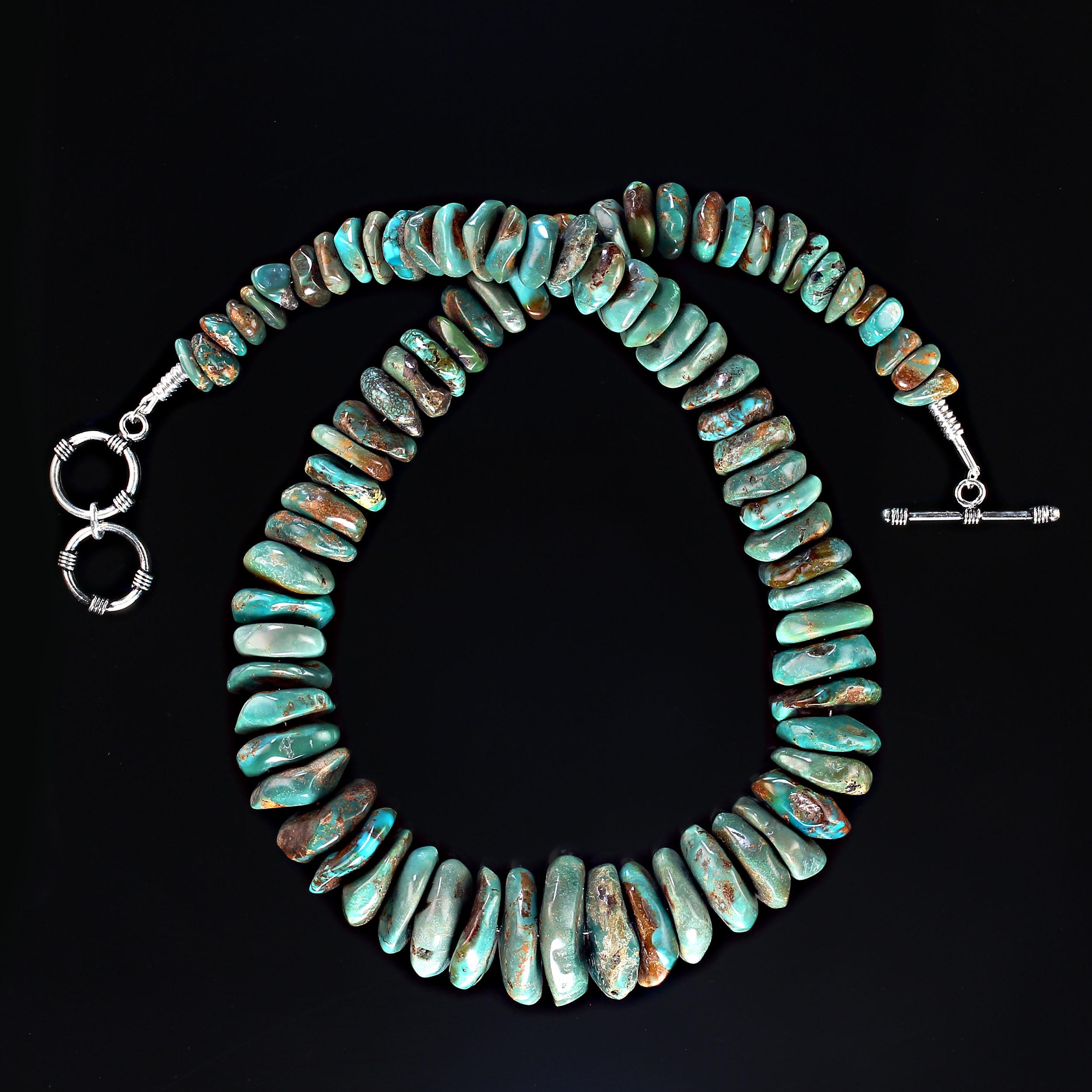 Artisan AJD 20 Inch Graduated Green Turquoise matrix necklace      Perfect Gift! For Sale