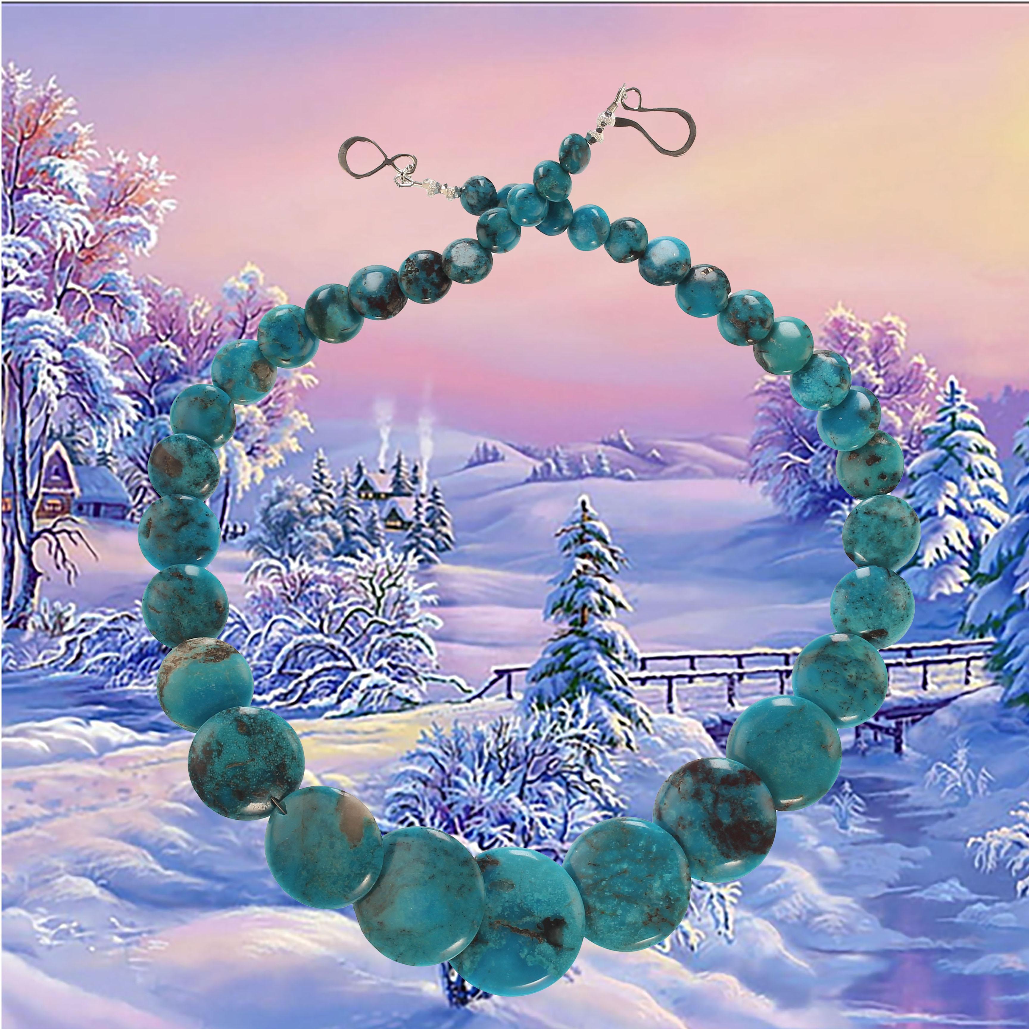 Women's or Men's AJD 20 Inch graduated Nacozari Turquoise necklace    Perfect Gift