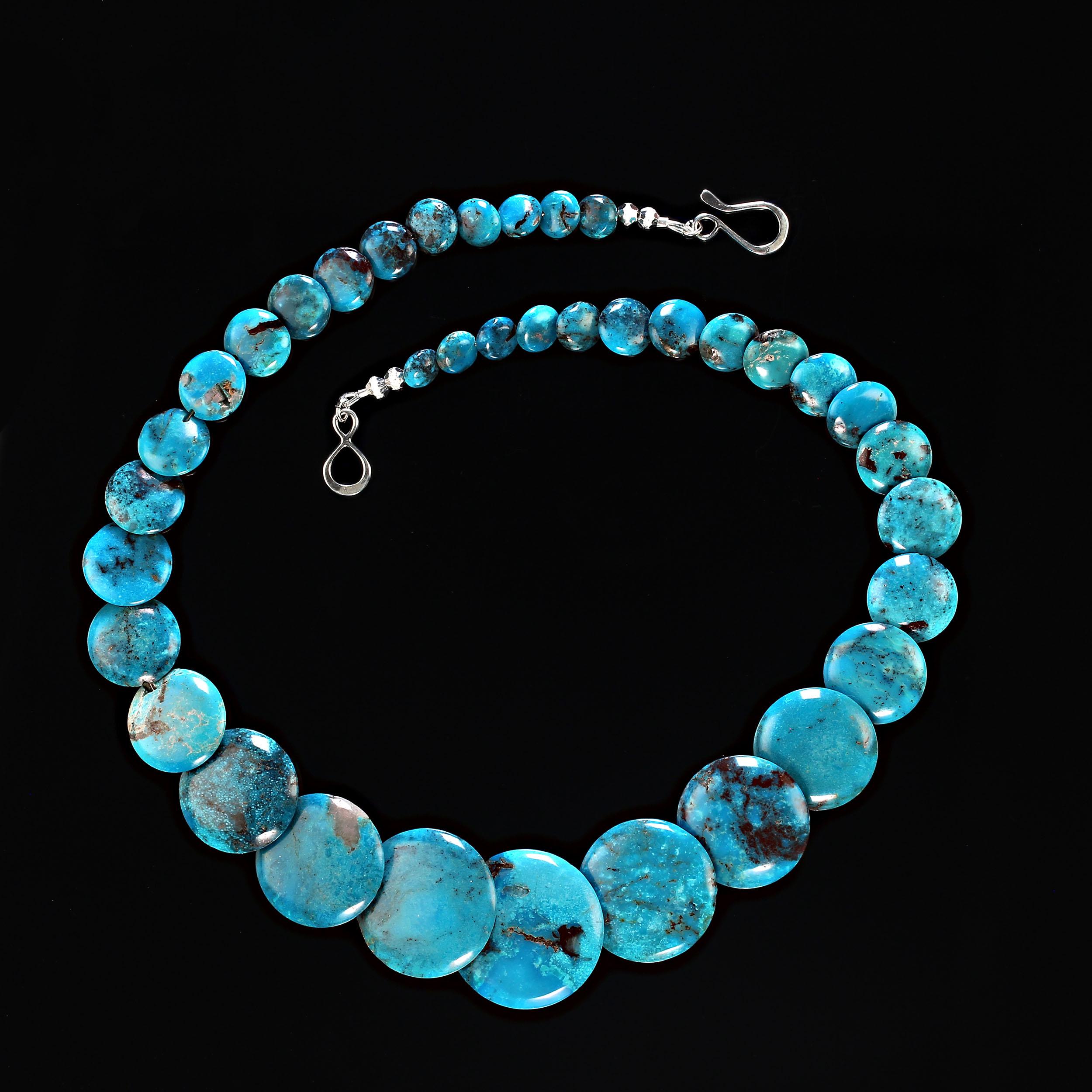 Bead AJD 20 Inch graduated Nacozari Turquoise necklace    Perfect Gift For Sale