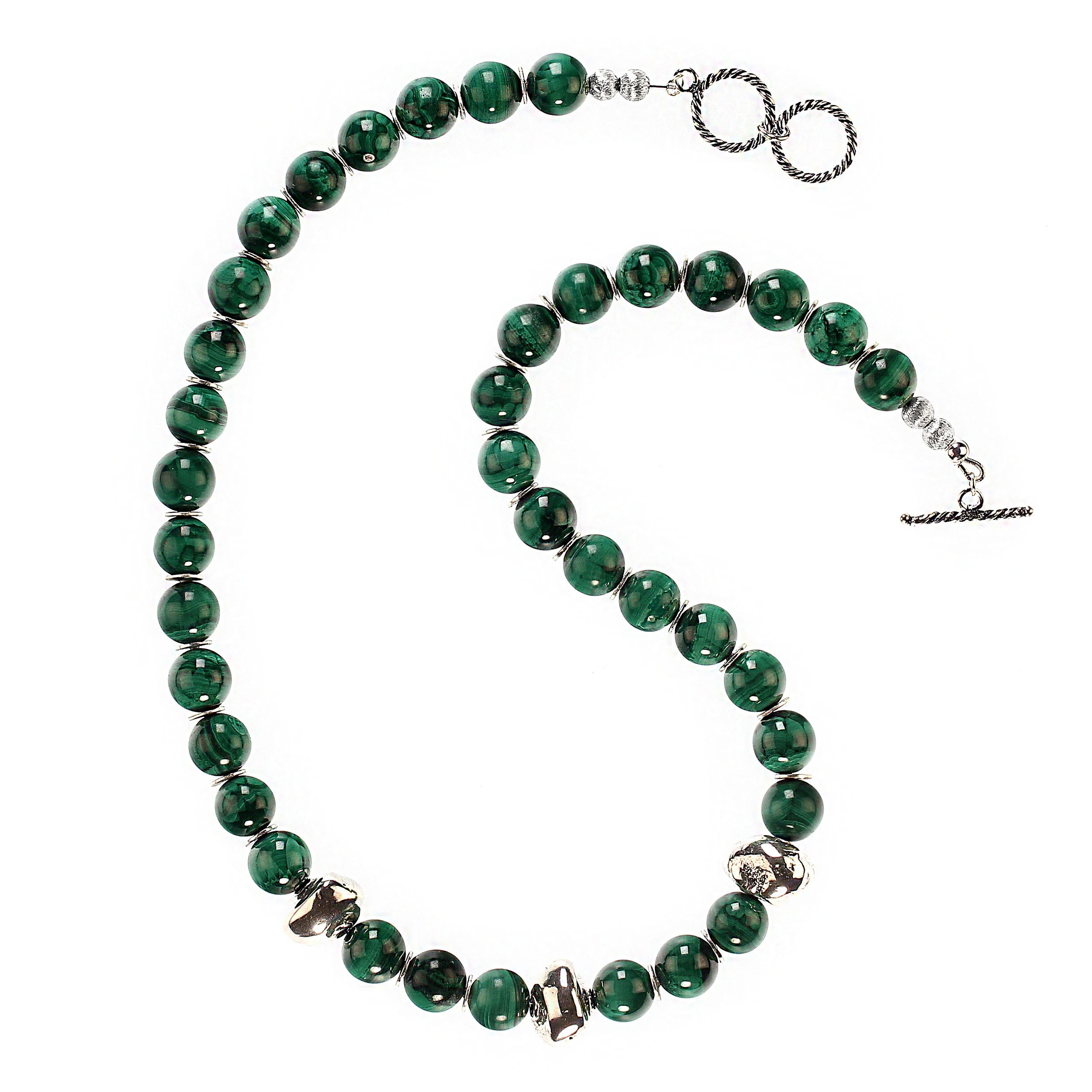 Artisan AJD 20 Inch Marvelous Malachite with Sterling Silver Accents necklace