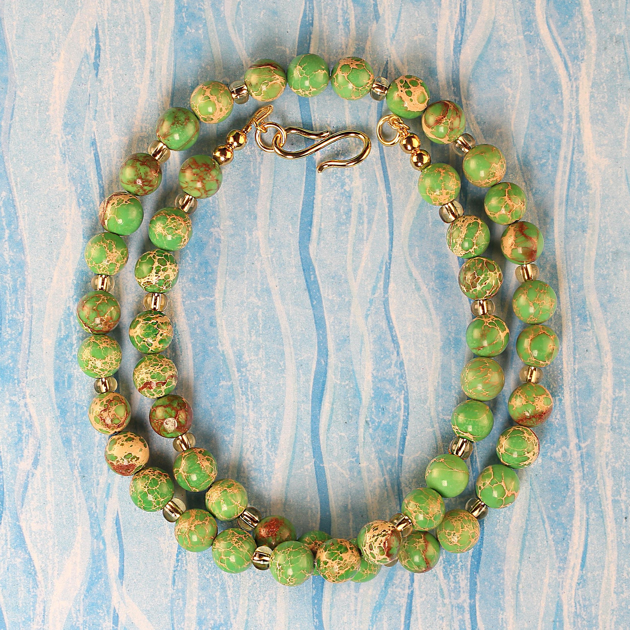AJD 20-Inch Natural Green Imperial Stone Necklace For Sale 5