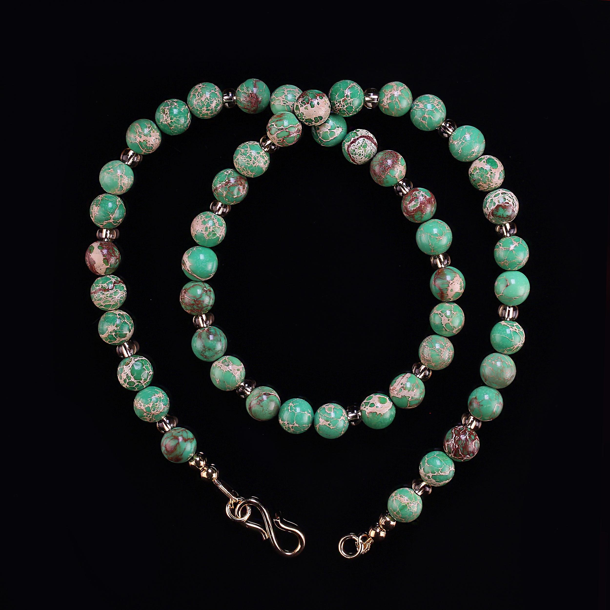 Bead AJD 20-Inch Natural Green Imperial Stone Necklace For Sale